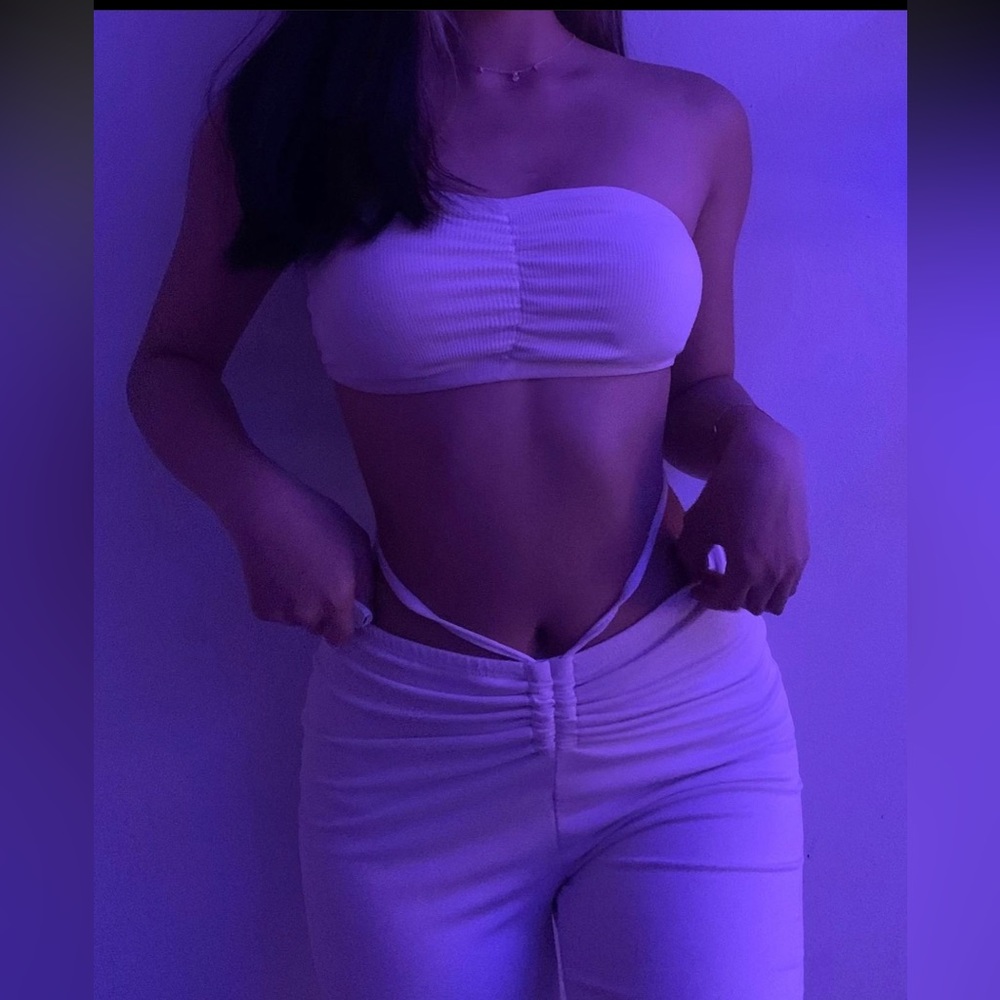 White Cami top and Flared white leggings Set!